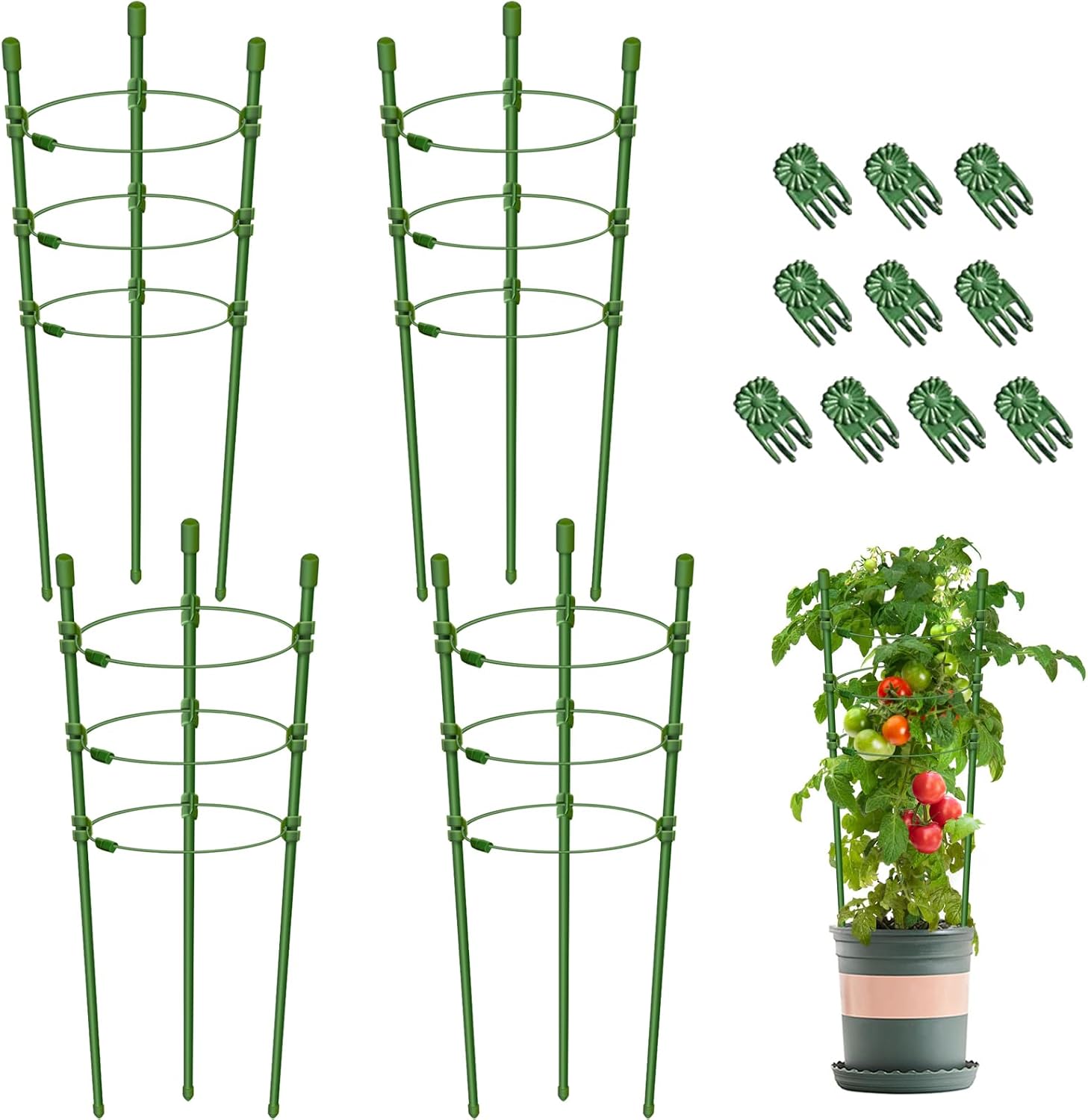 Legigo 3 Packs Plant Support Cages Tomato Cage for Garden- 18 Inch Adjustable Garden Cucumber Trellis Plant Stakes