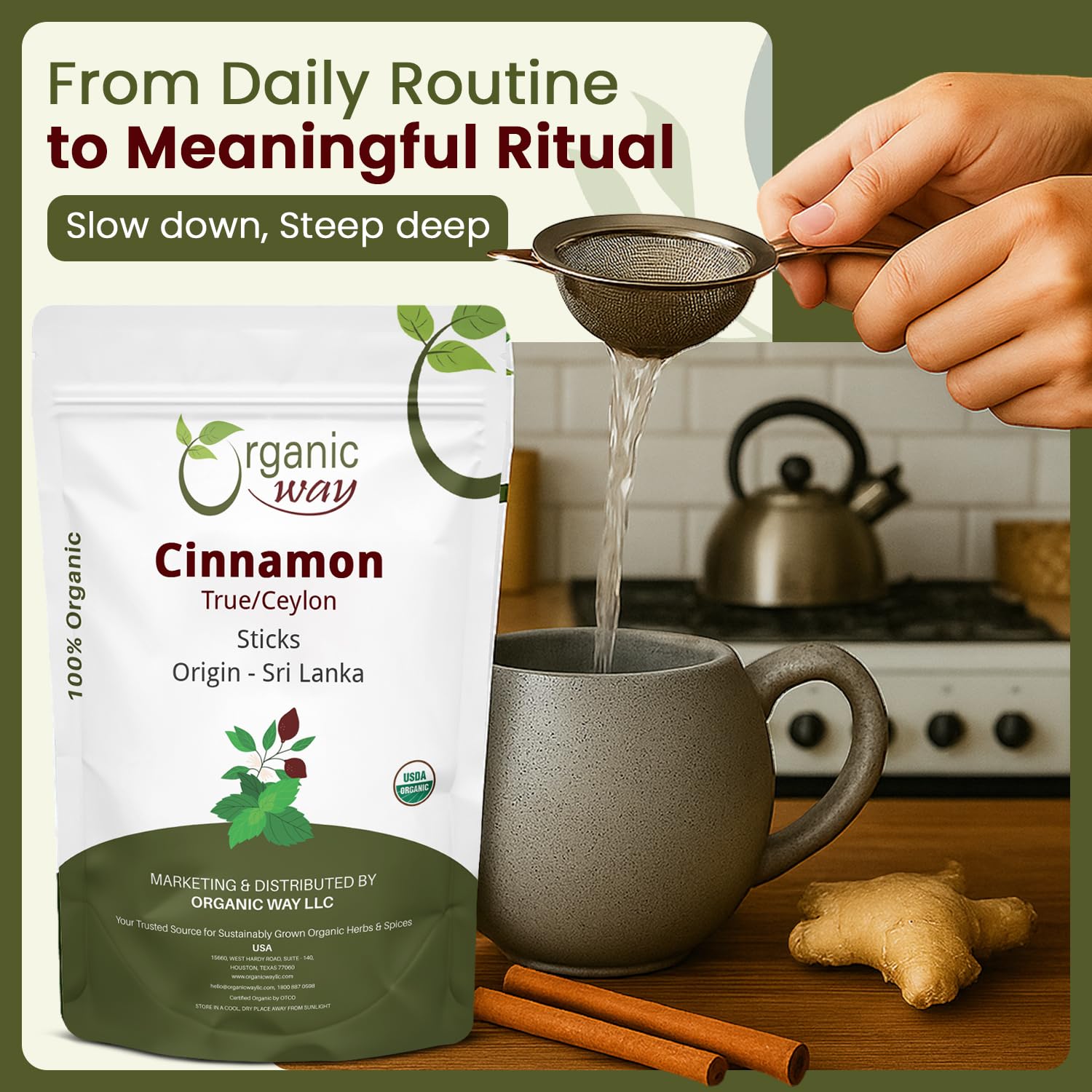 Organic Way True Ceylon Cinnamon Sticks - Origin - Sri Lanka (16 Ounce)