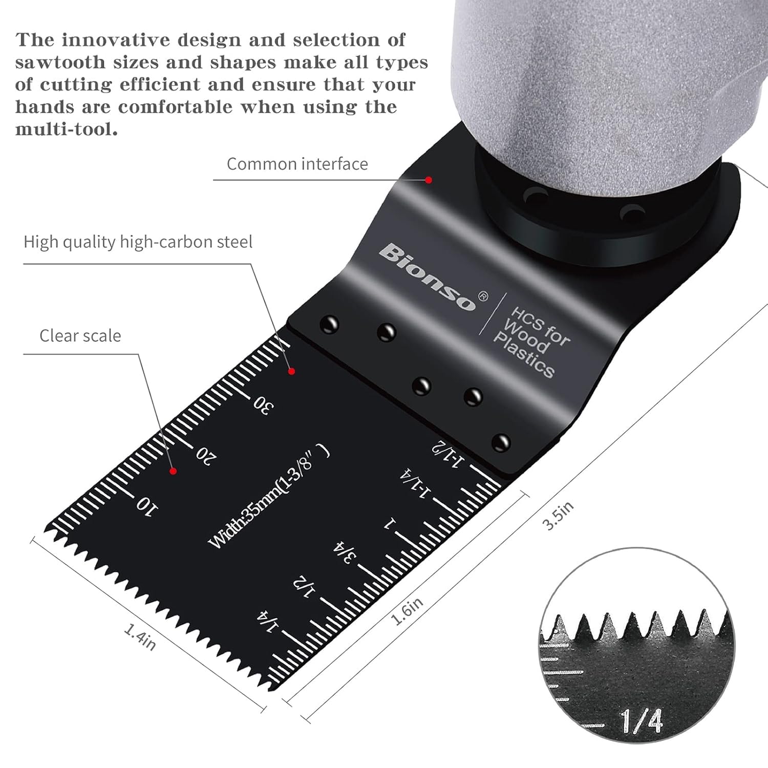 Bionso 40 PCS Oscillating Saw Blades, Premium Multitool Kit for Wood Metal Plastics, Tool Blades Fit Dewalt Worx Rockwell Wen Milwaukee Makita Ryobi Bosch Fein Porter Genesis Black
