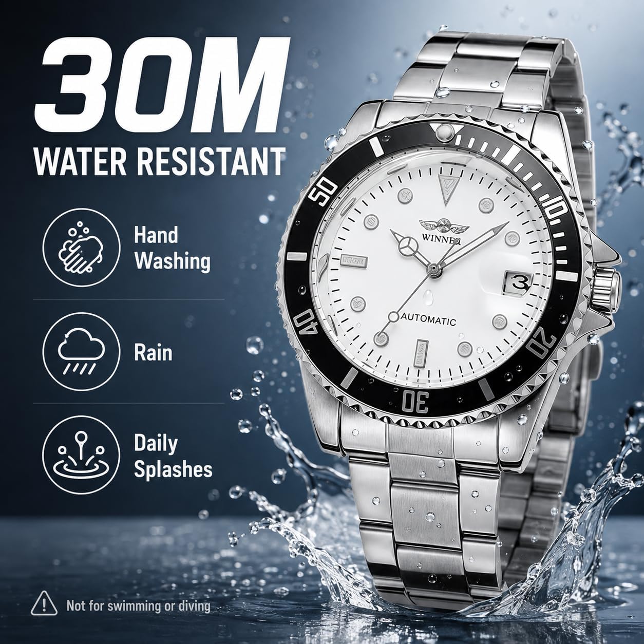 MASTOP Mens Automatic Mechanical Watches Stainless Steel Waterproof Luxury Watch for Men Reloj Automático para Hombre