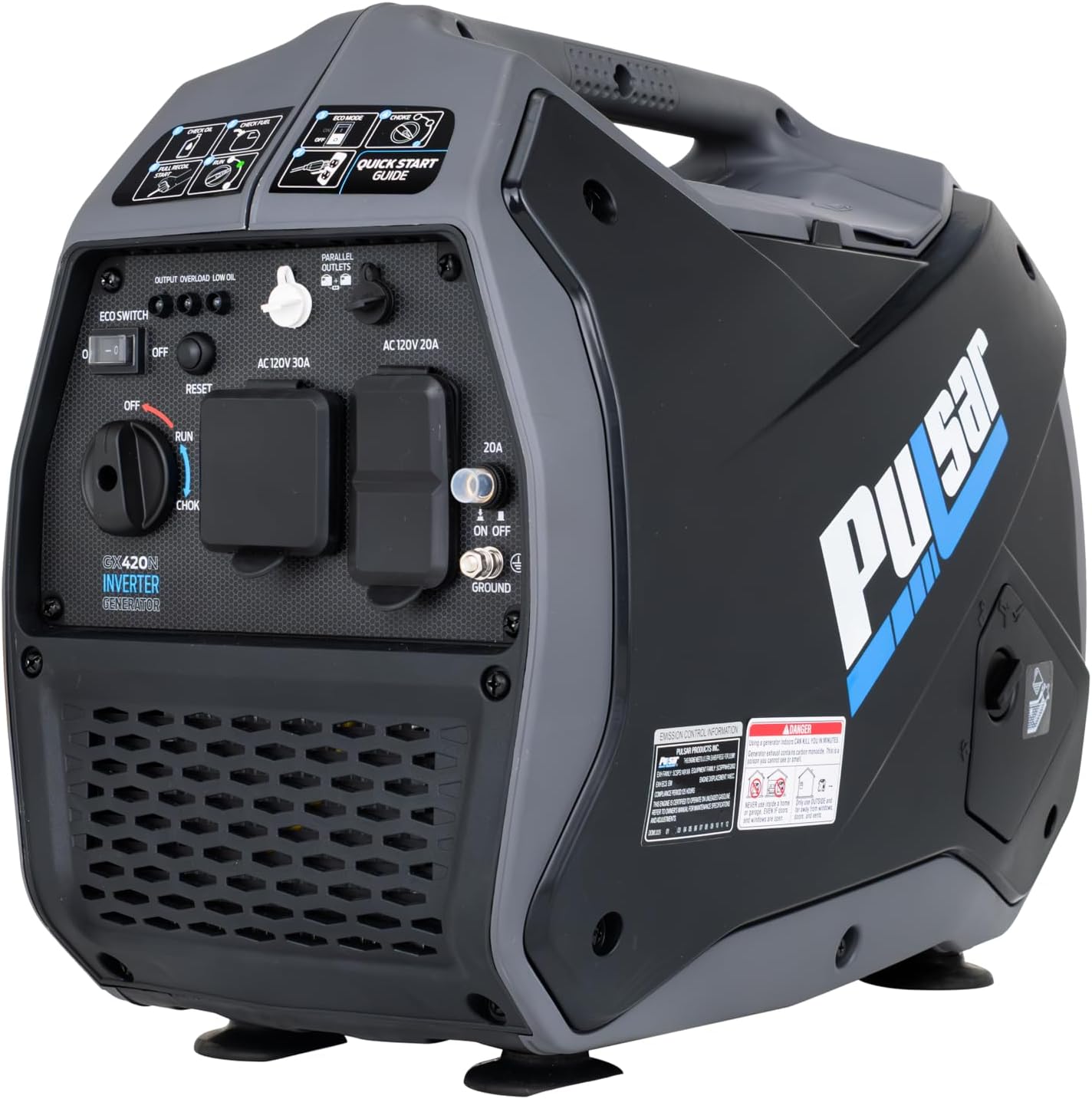 Pulsar 2,300W Portable Gas-Powered Quiet Inverter Generator With USB Outlet & Parallel Capability, Carb Compliant, G2319N
