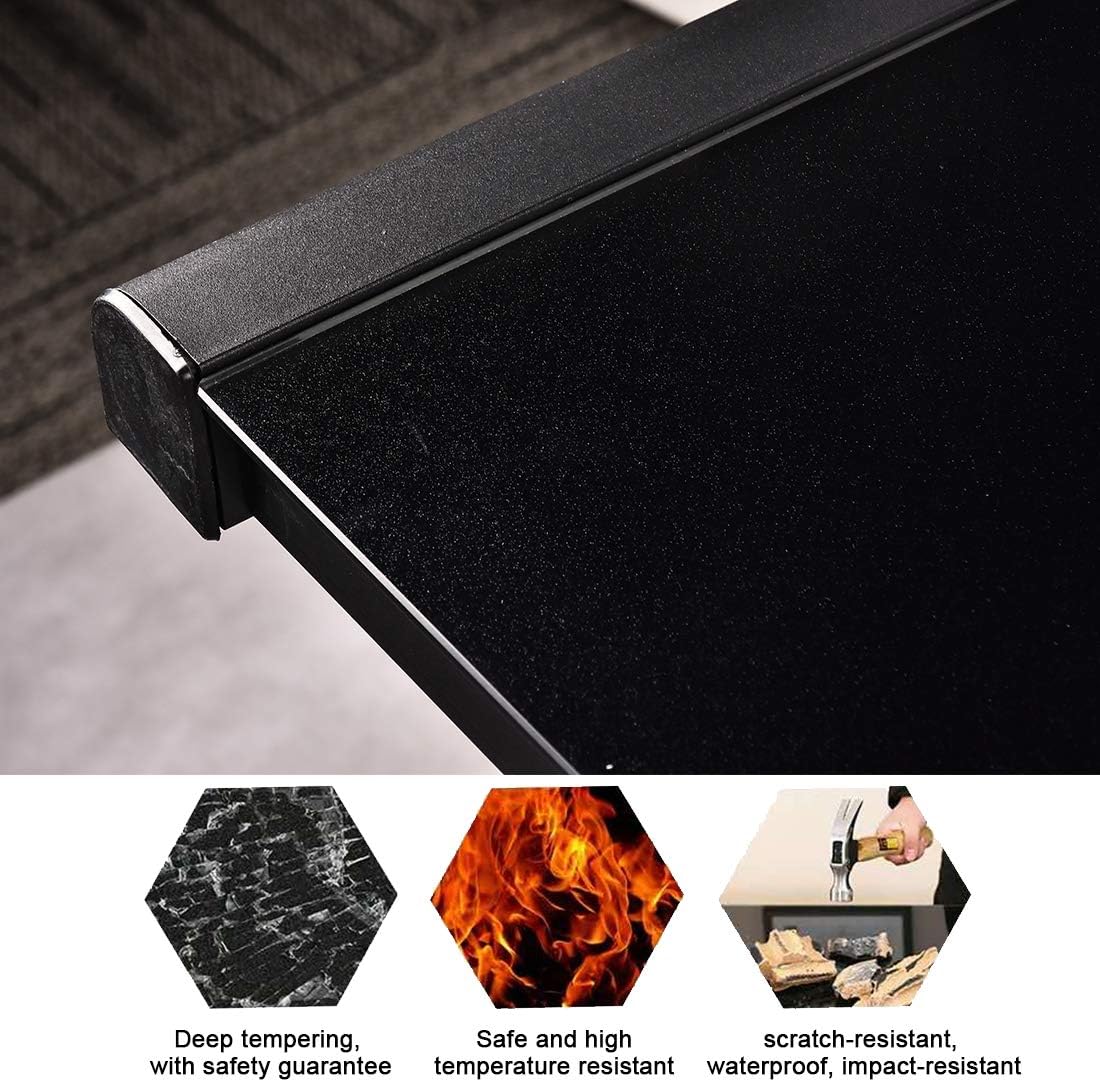 BINGTOO Glass Top Computer Desk with Metal Frame - Modern Simple Workstation for Home Office, Gaming, Writing, Study & Work, Black