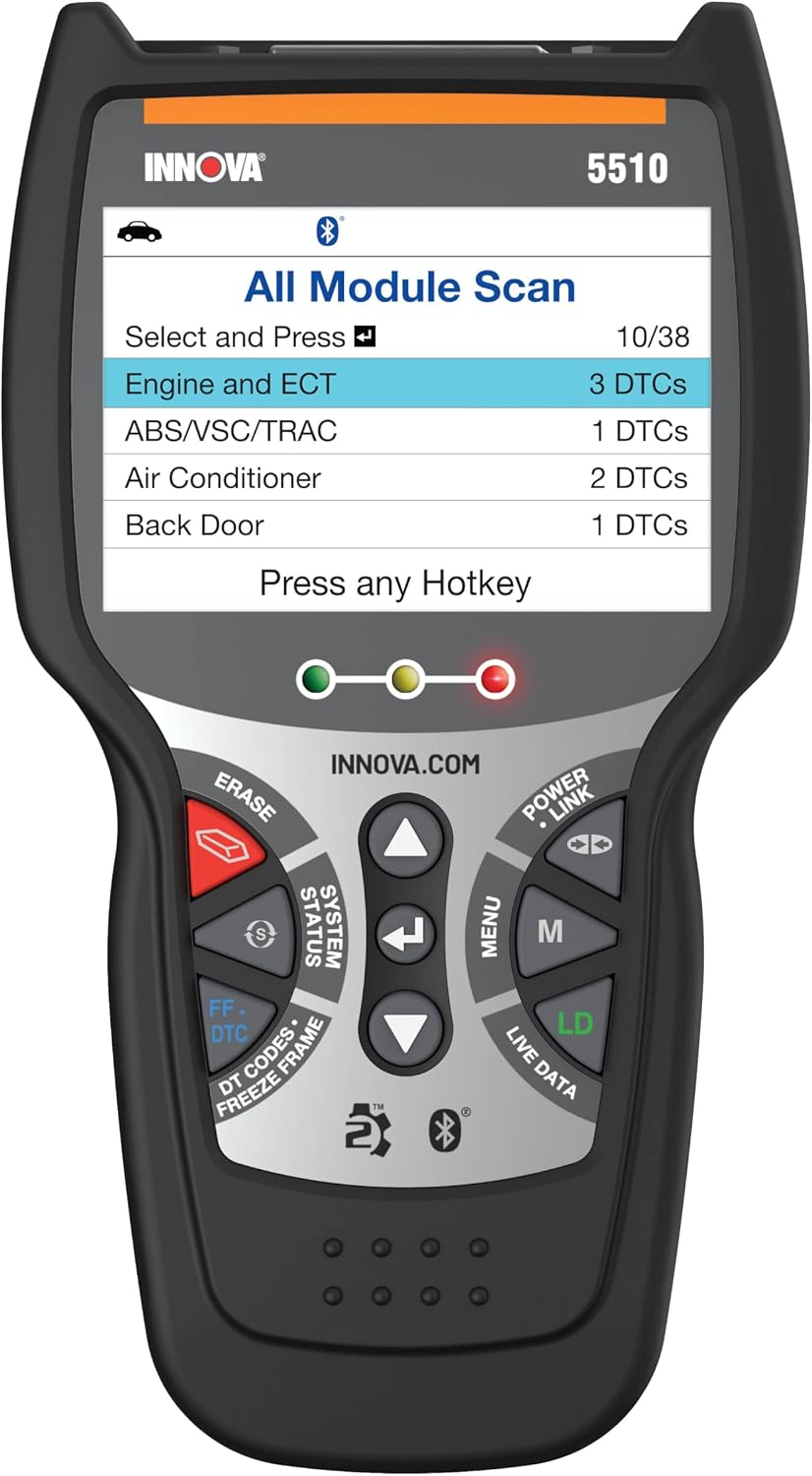 INNOVA 5510 OBD2 Scanner, Scan Tool for ABS, All System Scanner, Caliper Service, Brake Pad Life, Read/Erase ABS/SRS Codes, Reset Oil Light, Live Data