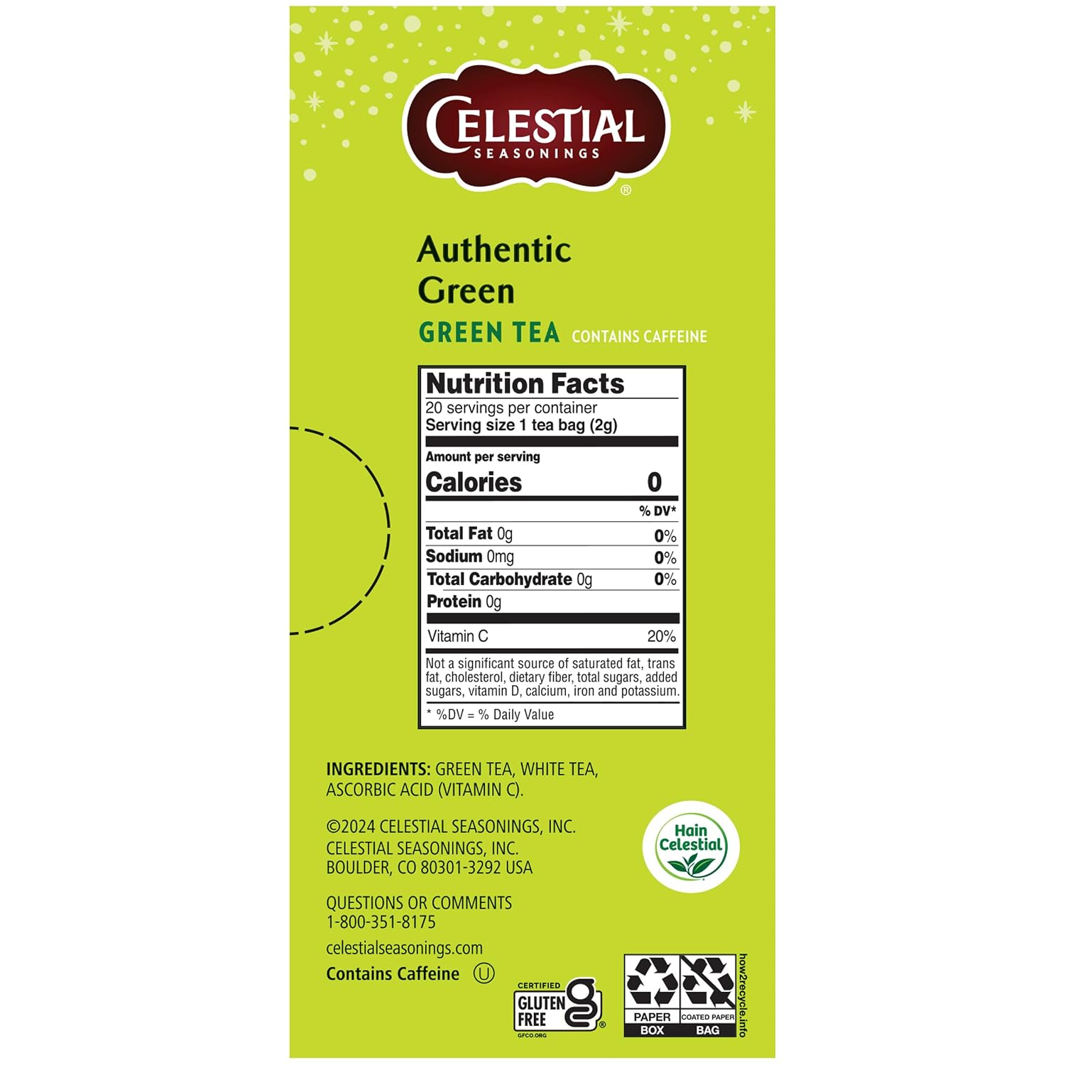 Celestial Seasonings Authentic Green Tea 40 Count