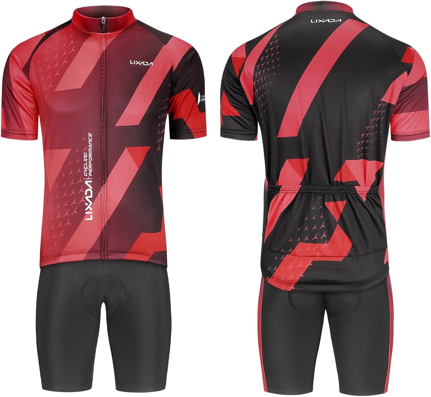 Lixada Men's Cycling Jersey Short Sleeve with Padded Shorts Quick-Dry Summer Short Bike Clothing Bicycle Shirts Pants Set