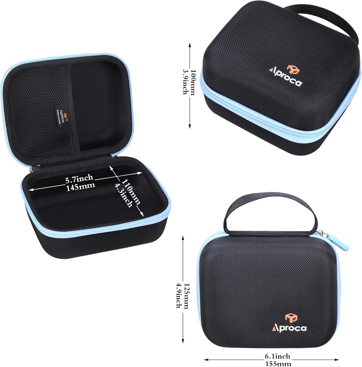 Aproca Case Compatible with Cricut EasyPress Mini Heat Press, Storage Portable Bag for Machine and Accessories -Black with Red Zipper (Case Only)