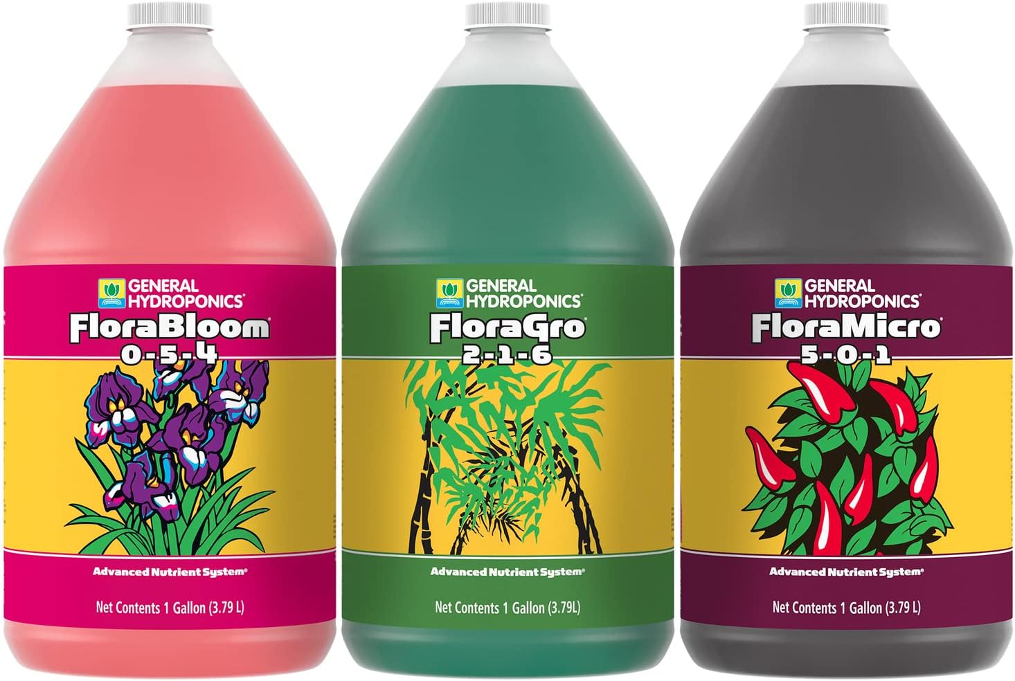 General Hydroponics FloraSeries Advanced Nutrient Fertilizer System, 3-Part Bundle with FloraMicro, FloraBloom and FloraGro, 16 oz.