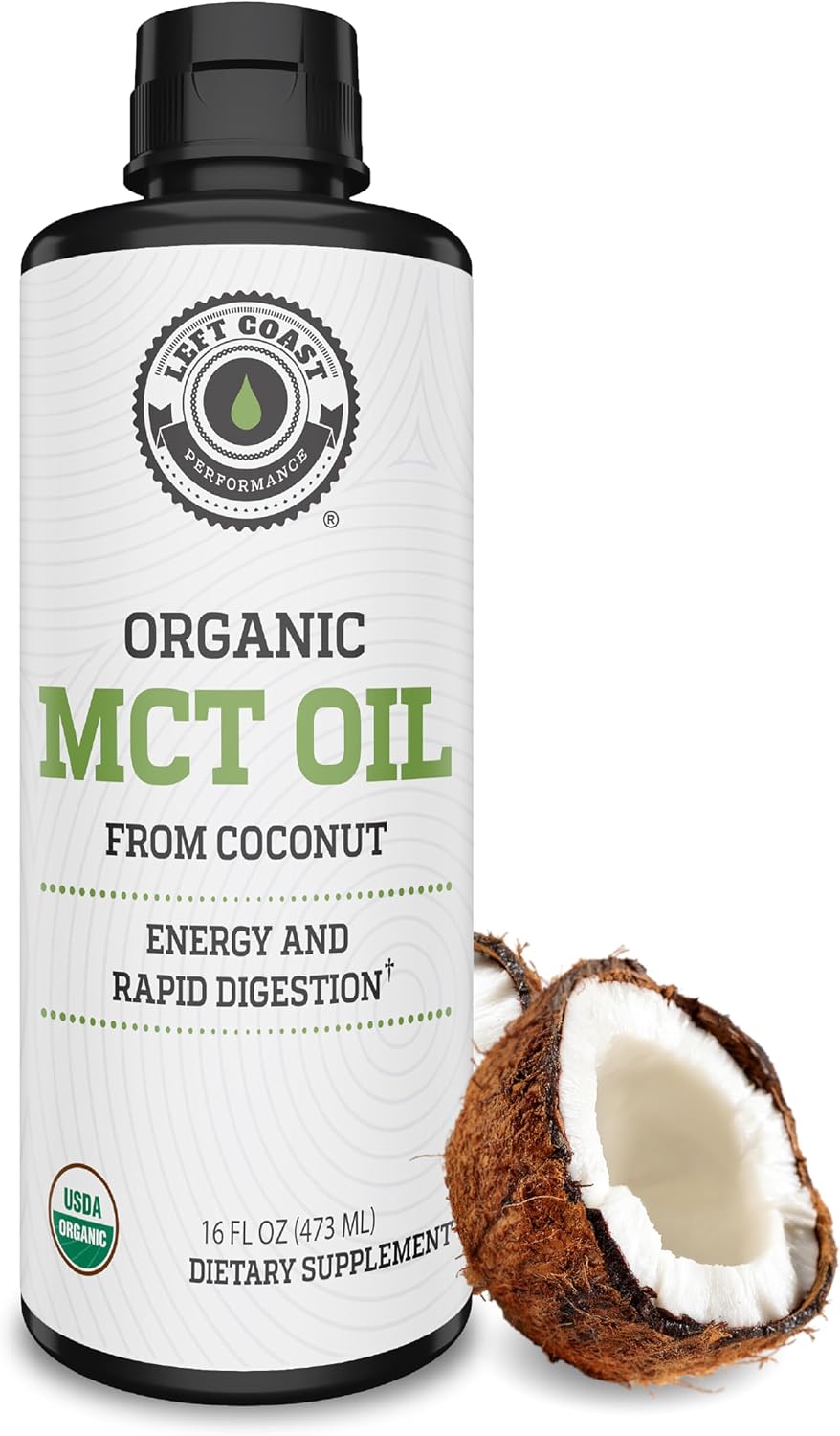 100% Coconut MCT Oil Liquid, 32 Fl Oz | MCT Oil C8 C10 for Sustained Mental Energy & Focus - Support Great for Smoothies Salads Coffee - Palm Free, Keto Friendly