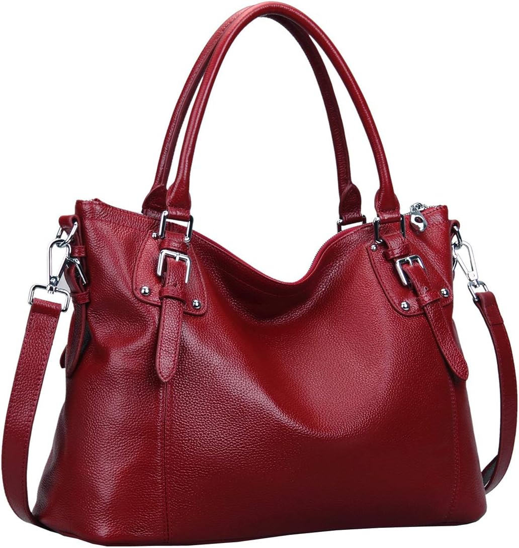HESHE Leather Purses and Handbag for Women Shoulder Bag Tote Top Handle Bag | Genuine Designer Large Capcity Hobo Crossbody Satchel Travel Work Ladies Zippered Ladies Daily Bag Adjustable Long Strap