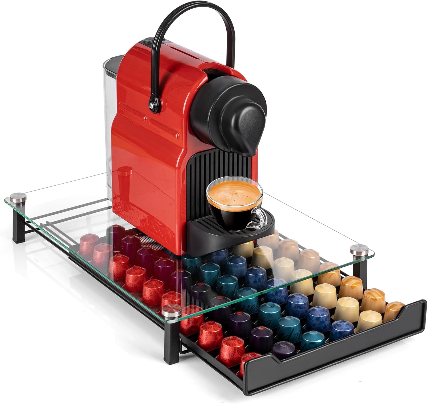 RECAPS Coffee Pod Holder Storage Small Pod Drawer Pods Holder | Compatible with Nespresso Original Line Coffee Pods Kitchen Organizer Holds 60