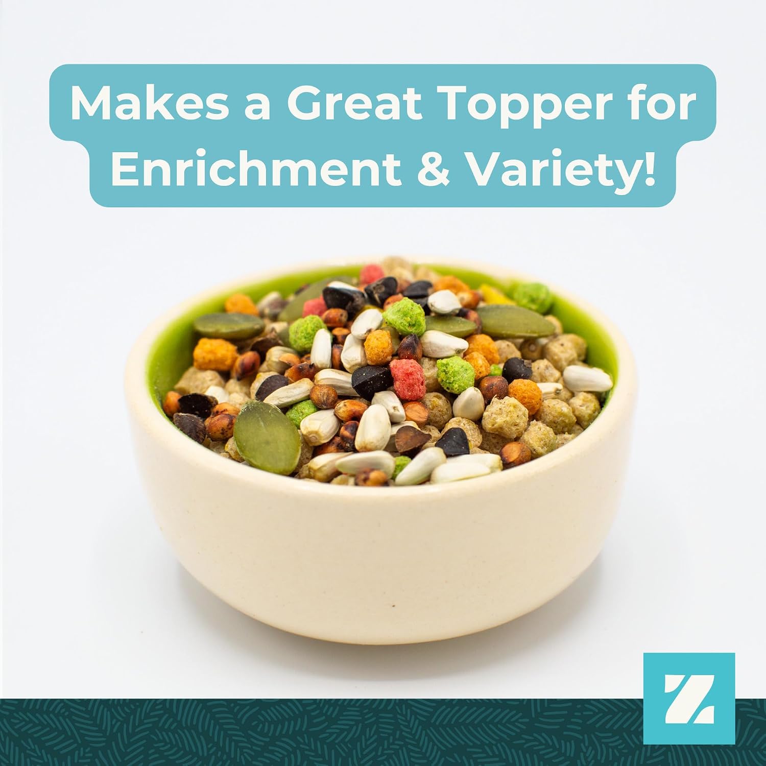 ZuPreem Sensible Seed Parakeet & Budgie Food, Variety Mixer, Small, 2 lb | Bird Food Mixer, Parrot & Parakeet Food, Budgie, Treats, Pellet Mix, Pumpkin Seeds, Safflower, Variety, Made in USA