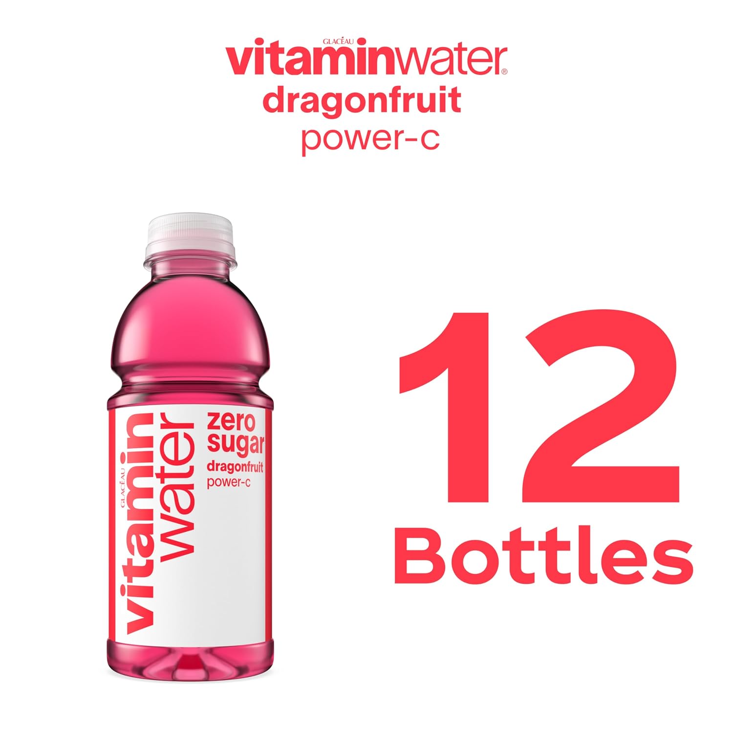 vitaminwater Power-C Dragonfruit Water Beverage, 16.9 fl oz, 6 pack | Bottled, nutrient-enhanced flavored water drink with 90 calories per bottle, antioxidants, and vitamins
