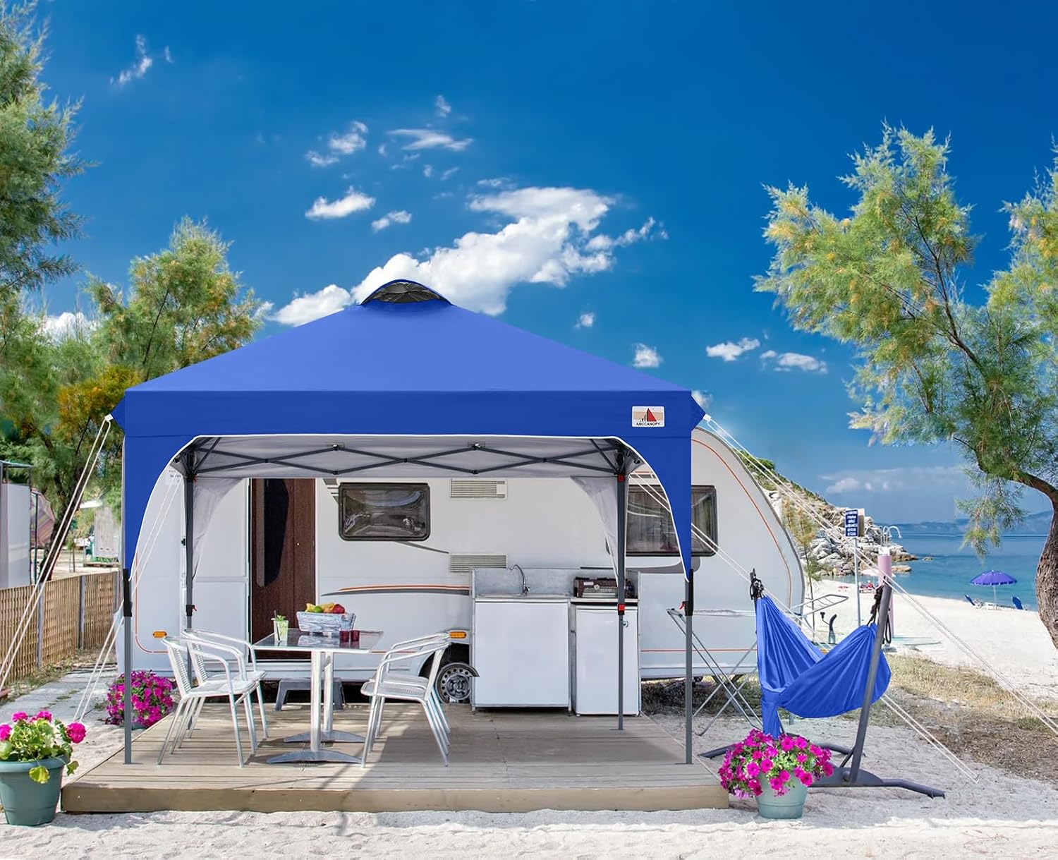 ABCCANOPY Outdoor Pop up Canopy Tent, 10x10 Instant Portable Canopy for Camping, Beach, Backyard,Gray | Water resistant & UV protection canopy, easy setup, with carry bag, ideal for camping, beach, backyard, market events