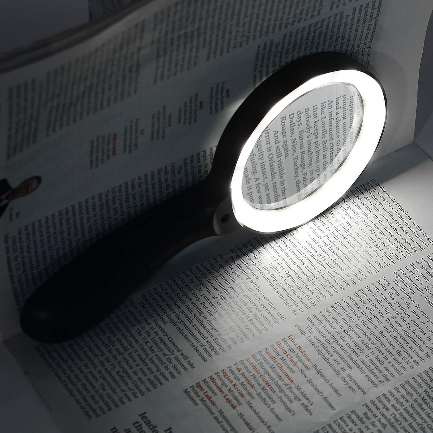 JMH Magnifying Glass with Light, 3X Handheld Large Magnifying Glass 12 LED Illuminated Lighted Magnifier for Macular Degeneration, Seniors Reading