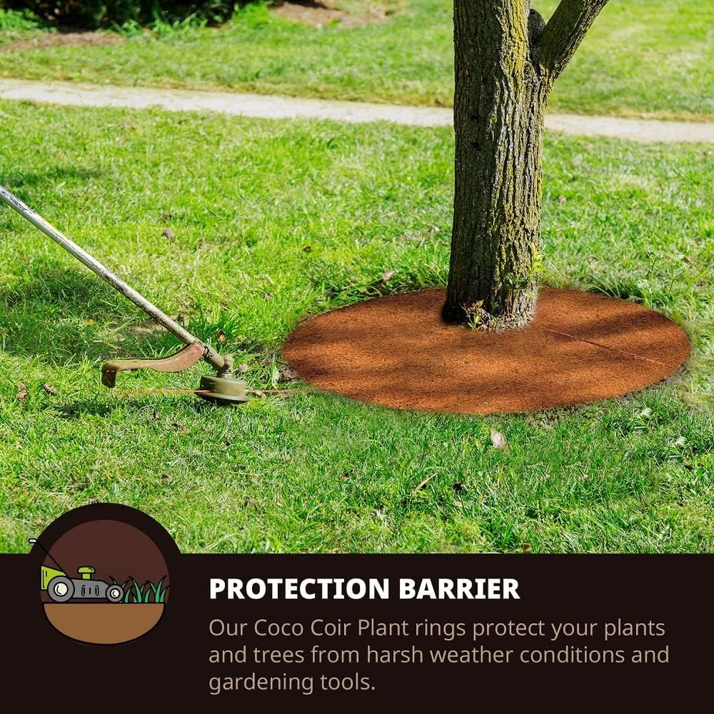 Envelor 20 pcs Coconut Fibers Mulch Ring 4 Inches Tree Protector Mat Coconut Mulch Cover Natural Coconut Fiber Weed Control Rings, Tree Ring Plant Cover for Indoor Outdoor Plants, Pot, Landscaping