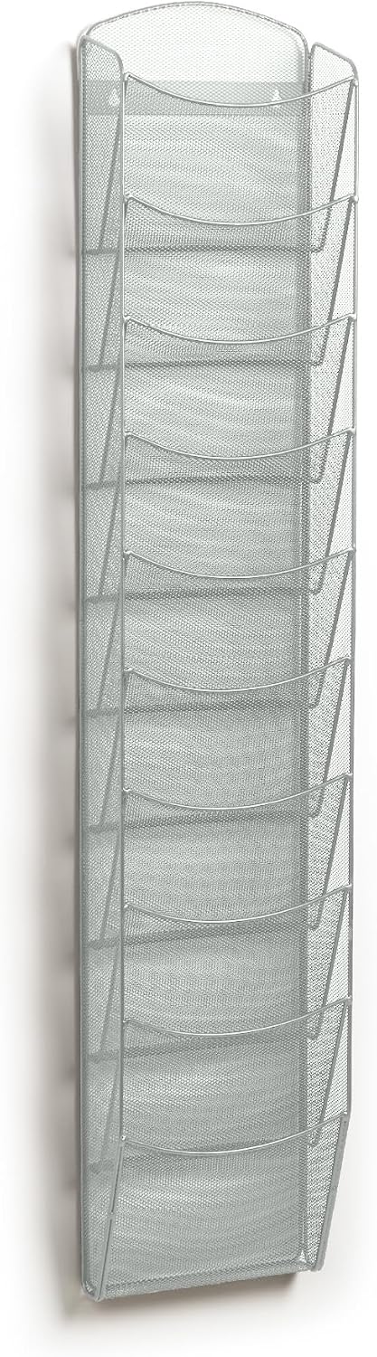 Safco Onyx Mesh Magazine Holder, Display Rack with 10 Pockets, Brochure Organizer, Commercial-Grade Steel Construction, Black