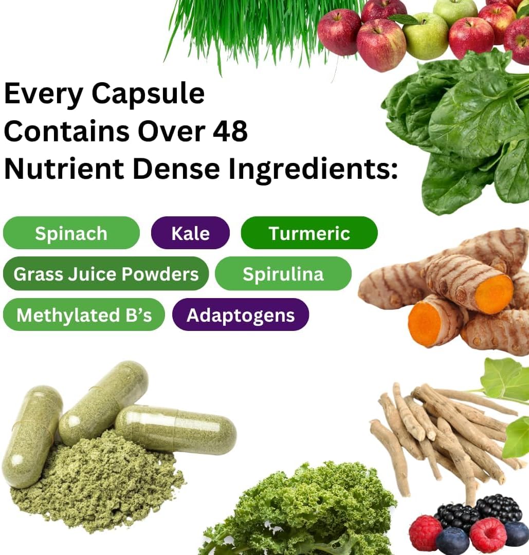 Paradise Herbs & Essentials Once Daily Multivitamin Iron 60 Capsules | Organic superfoods, probiotics, and vitamins A, B12, C, D, K2 in a dietary supplement for immune and bone support.