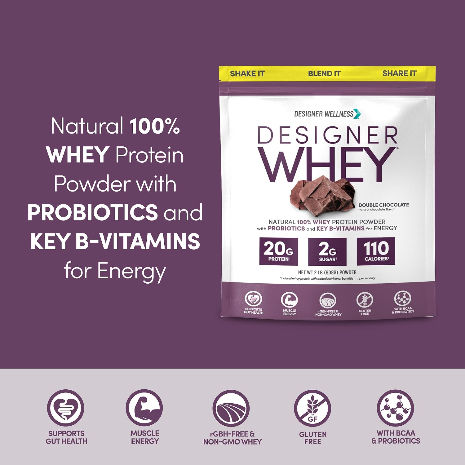 Designer Wellness, Vanilla, Designer Whey Protein Powder, 2 lb