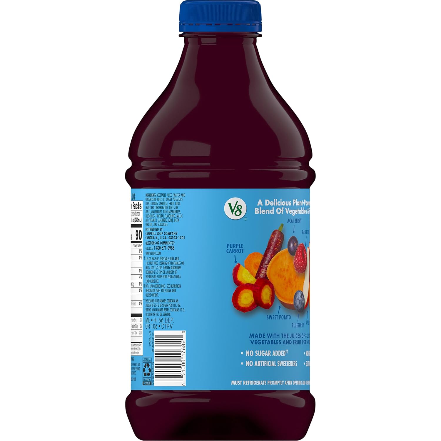V8 Blends 100% Juice Pomegranate Blueberry Juice, Fruit and Vegetable Juice Blend, 46 Fl Oz Bottle