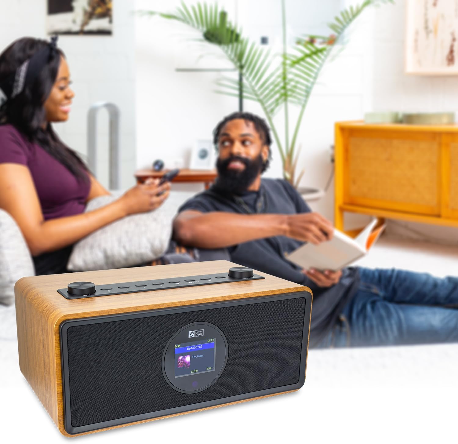 Ocean Digital WR-860 FM Wi-Fi Internet Radio with Stereo Speakers, Alarm Clock, Sleep Timer, Line Out, Aux in, Stress Relief, Relaxation and Sleep Aid