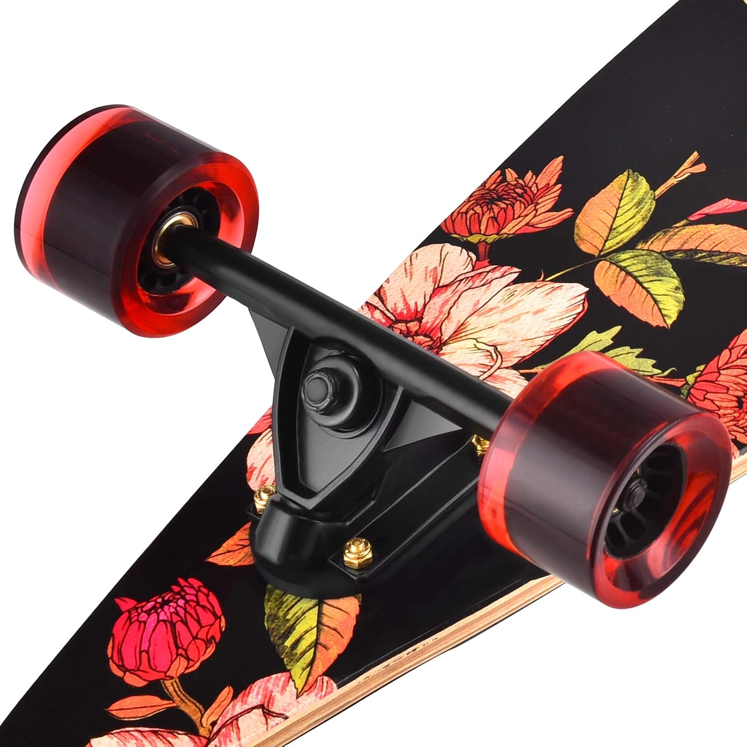 seething 42 Inch Longboard Skateboard Complete Cruiser Pintail, The Original Artisan Maple Skateboard Cruiser Pintail for Cruising, Carving