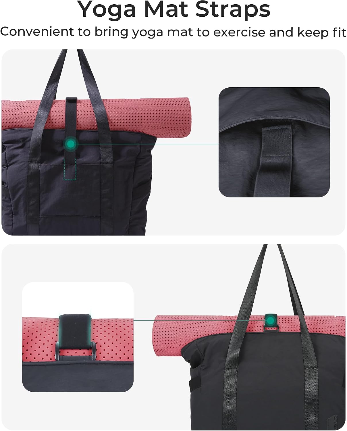 BAGSMART Gym Tote Bag for Women, 24L/28L Travel Tote Yoga Mat Bag
