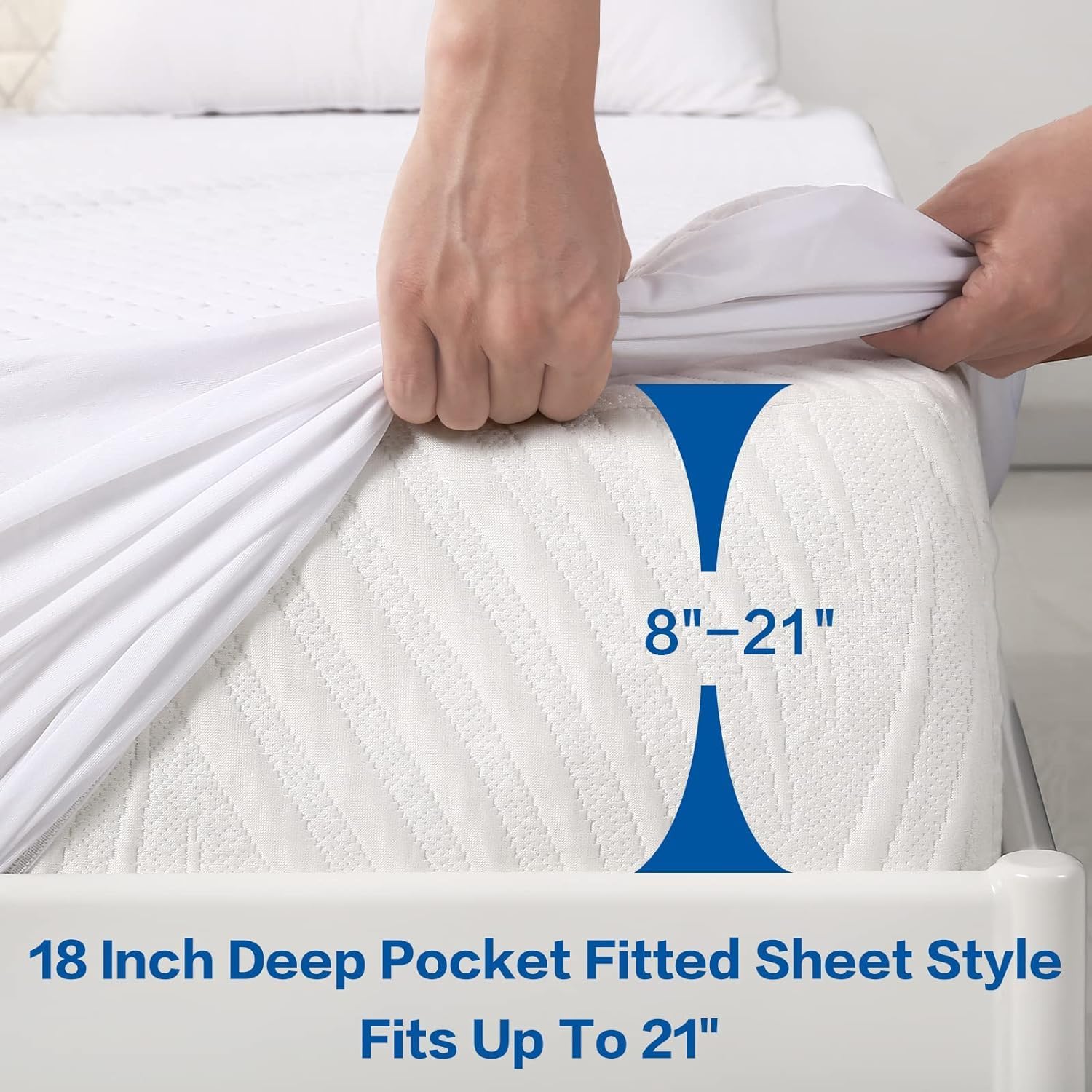 Premium Queen Size Mattress Protector Waterproof Cooling (White,60"x80")