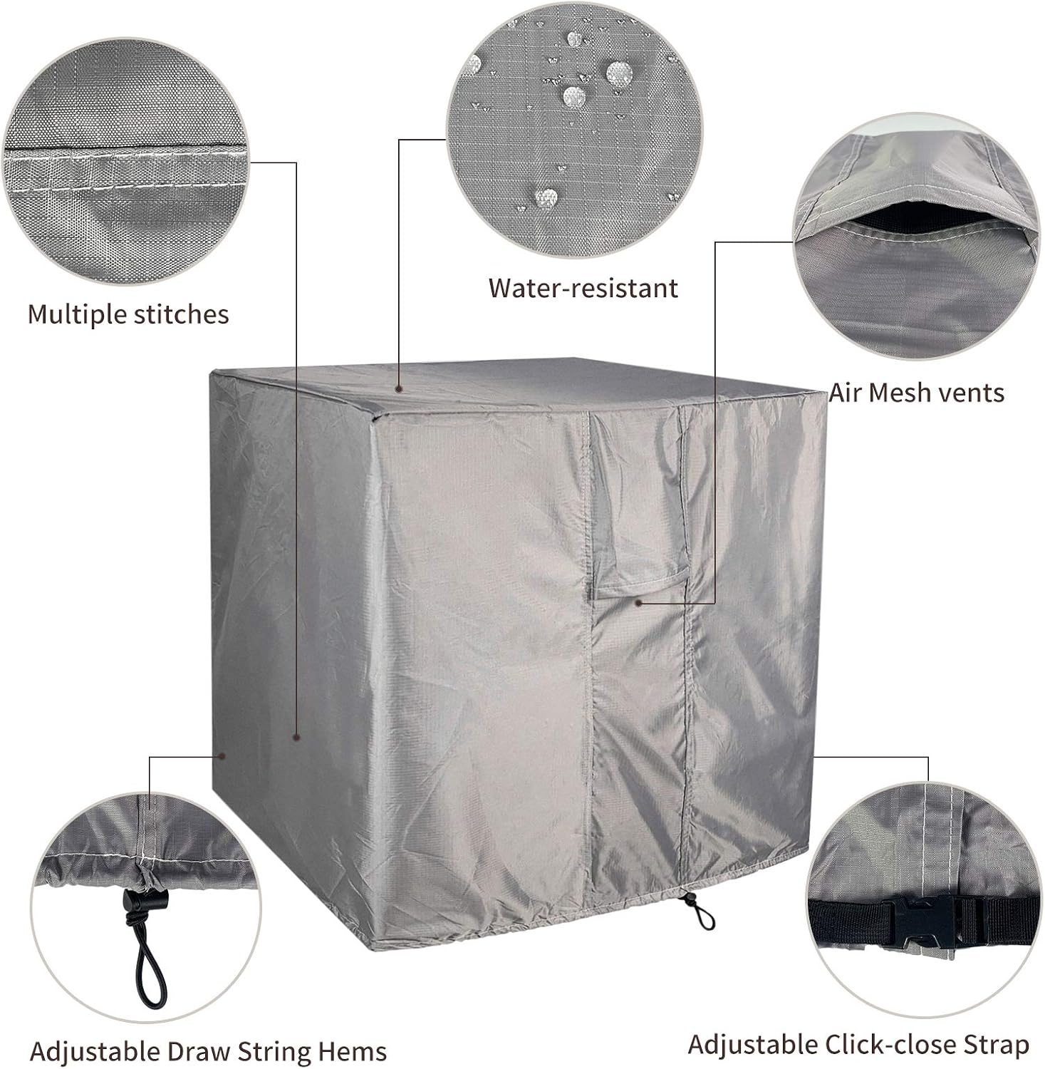 Homydom Air Conditioner Covers for Outside Units Fits up to 30"x30"x32" Full Winter AC Unit Covers Outdoor Protection