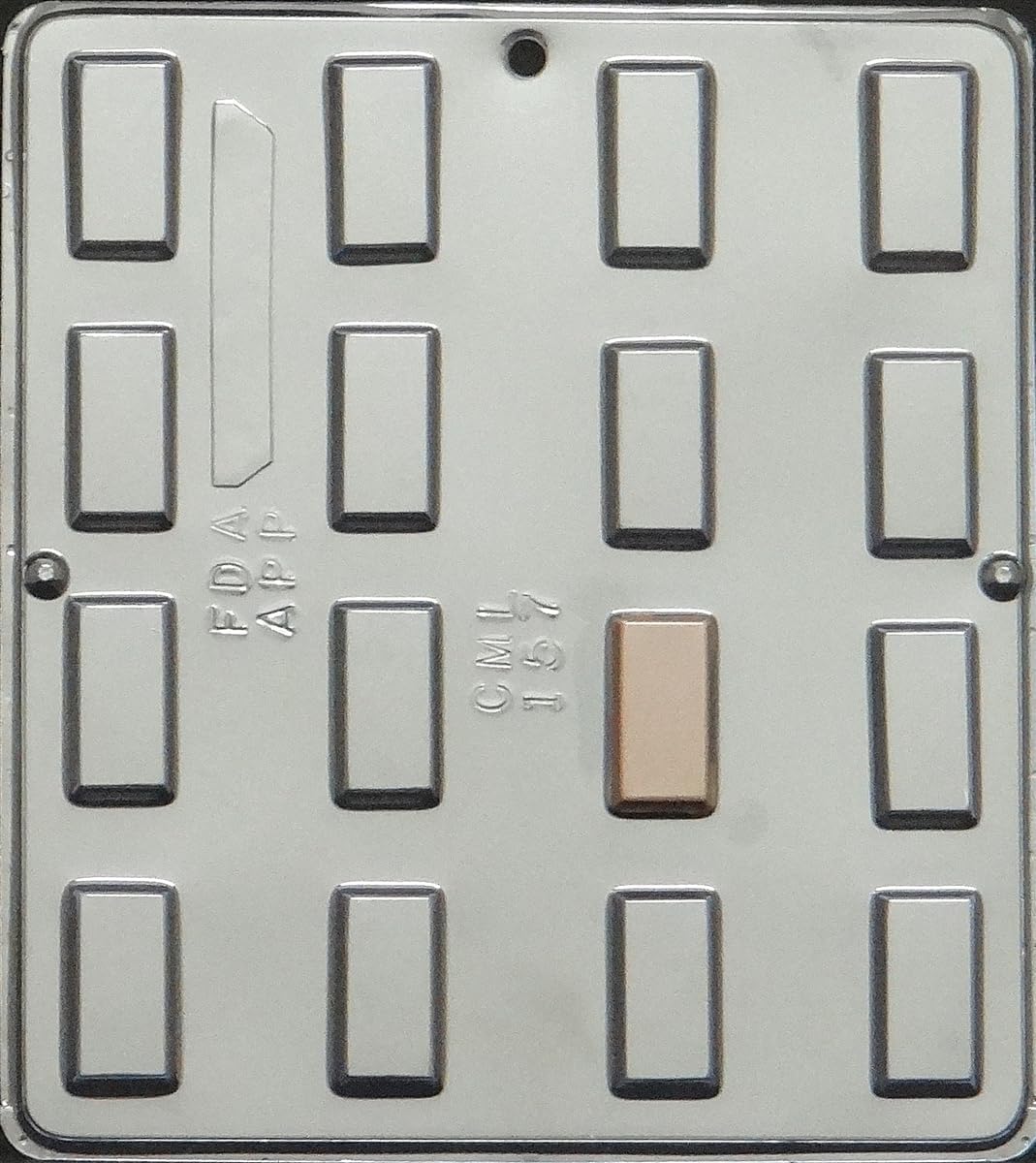 Andes Mint Piece Chocolate Candy Mold Candy Making 157, Small Rectangular Mint Candy Mold with 16 Cavities, 1 1/4" x 1/2" x 1/4"