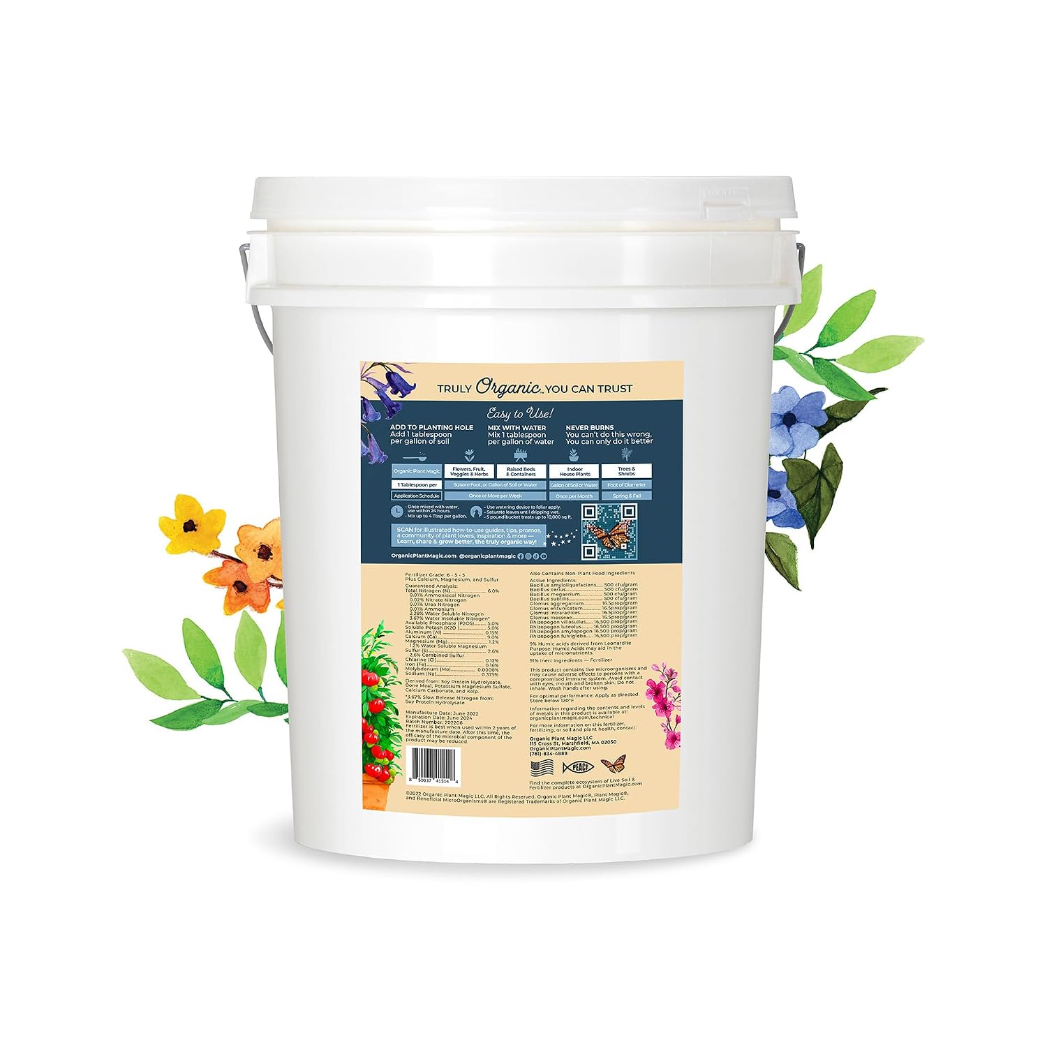 Organic Plant Magic Fertilizer & Plant Food for House Plants & Garden 1/2lb | Makes 32+ Gal of Organic Water Soluble Fertilizer for Plant Growth use on Vegetables, Flowers, Gardens & Indoor House Plants
