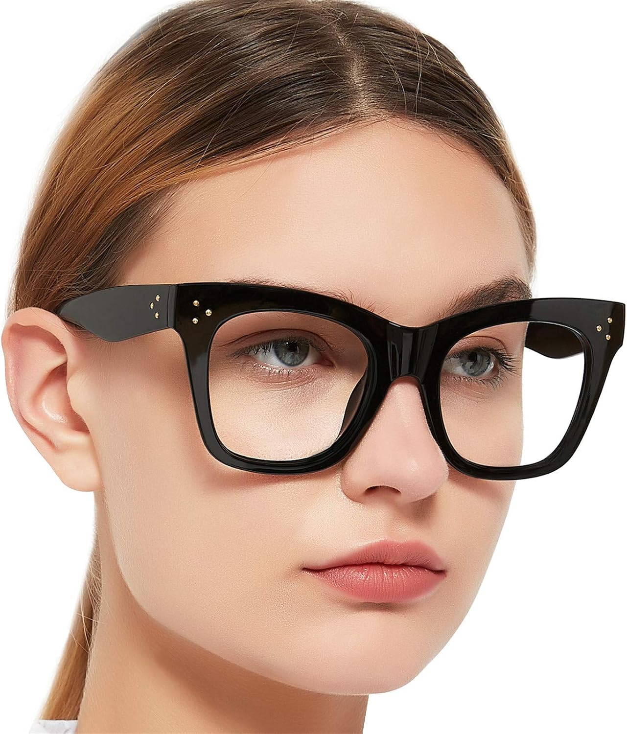 MARE AZZURO Oversized Reading Glasses Women Trendy Large Readers 0 1.0 1.25 1.5 1.75 2.0 2.25 2.5 2.75 3.0 3.5 4.0 5.0 6.0 (Black, 250)