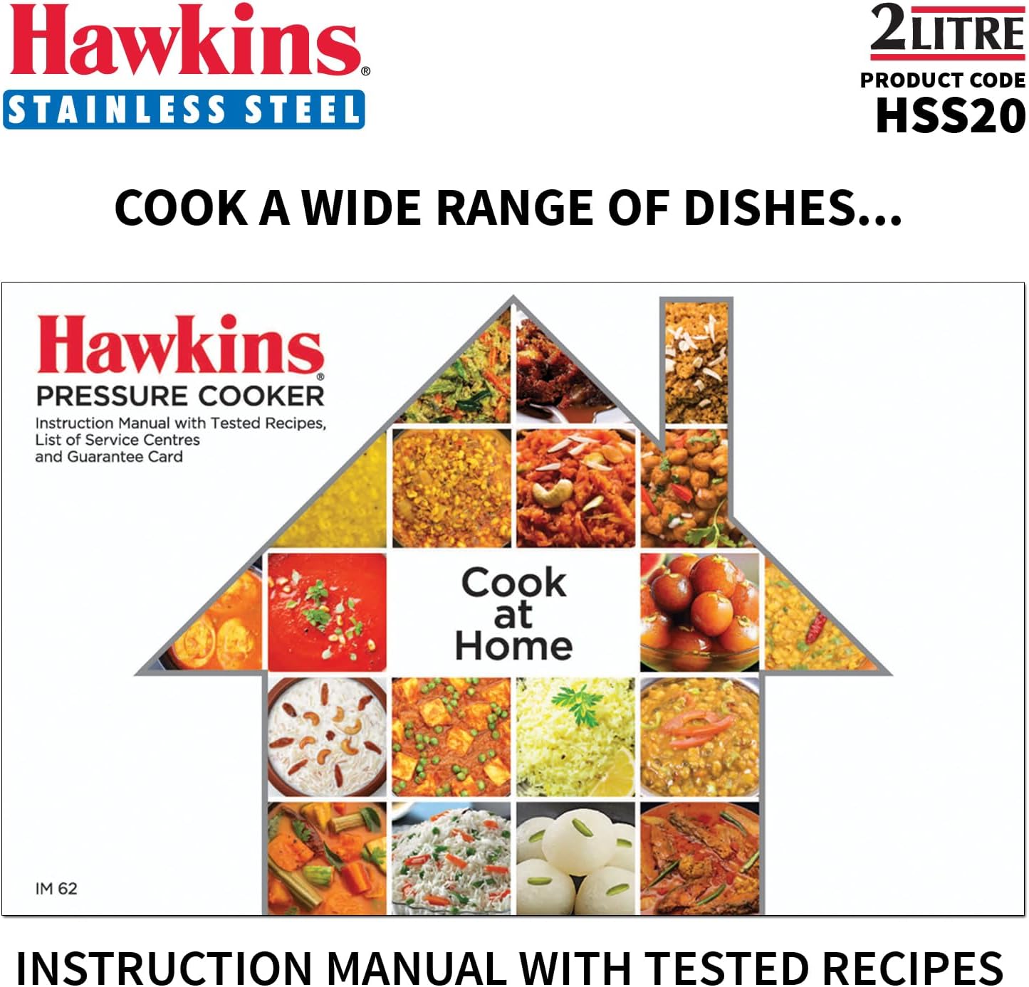Hawkins Pressure Cooker, Stainless Steel Inner Lid Cooker, Induction Cooker, Small Cooker, Silver HSS20 2 Litre
