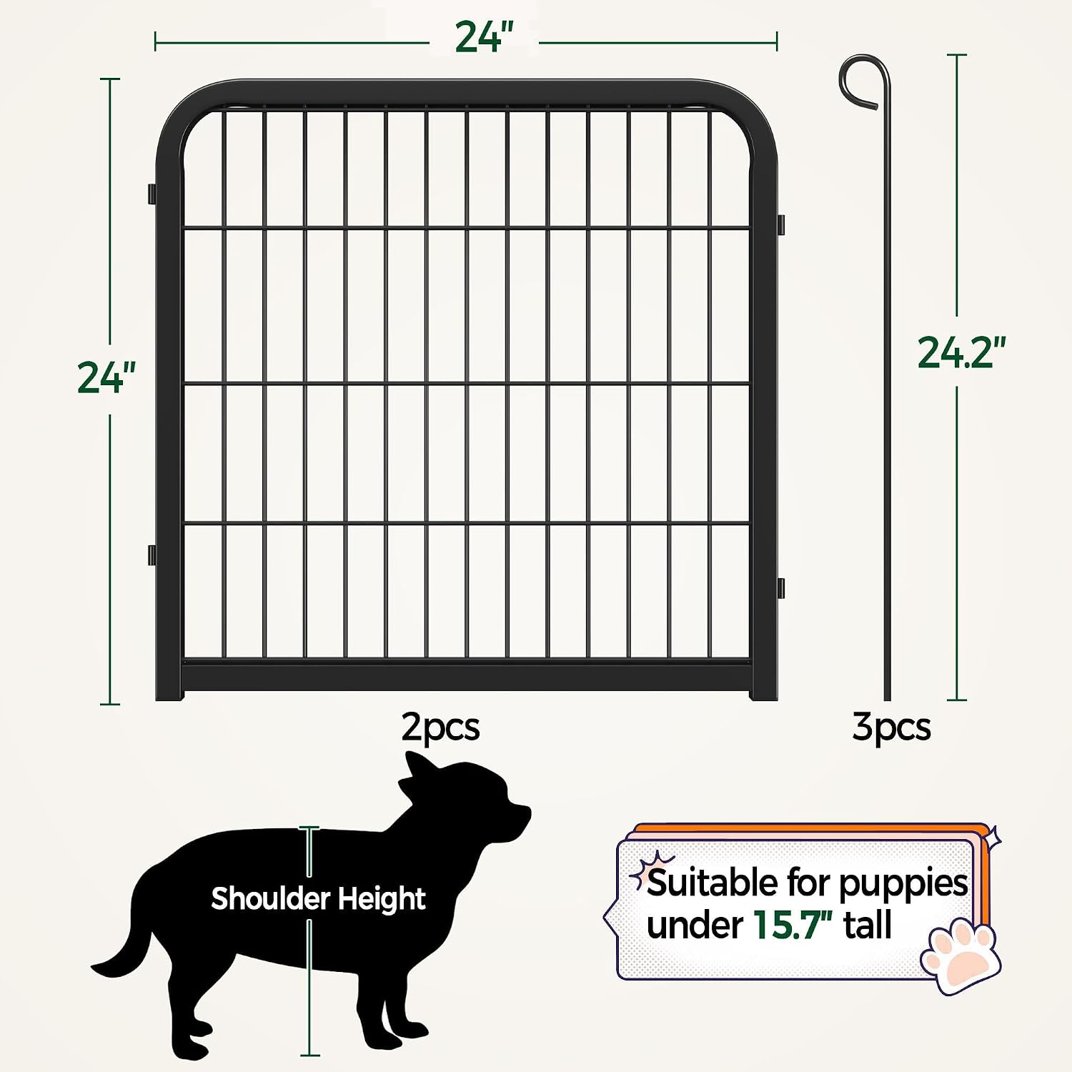Yaheetech Dog Playpen 24in 16 Panels Pet Fence for Indoor Yard RV Camping | Easy Setup, Heavy Duty Rustproof Frame with Secure Latch Door, DIY Layouts,Foldable Storage, for Puppies & Small Dogs