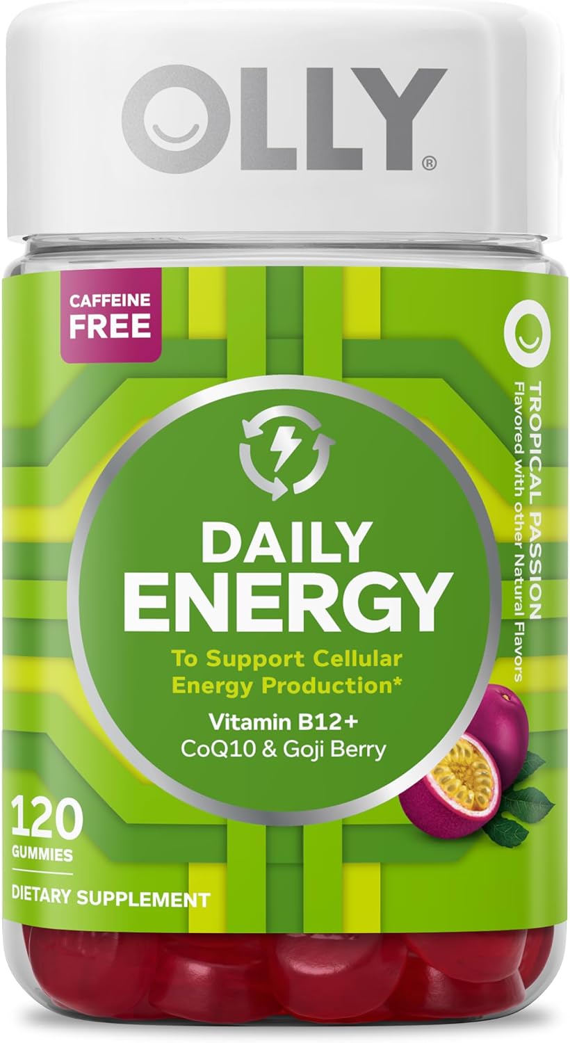 OLLY Daily Energy Gummy,Vitamin B12, CoQ10, Goji Berry - 60 Count