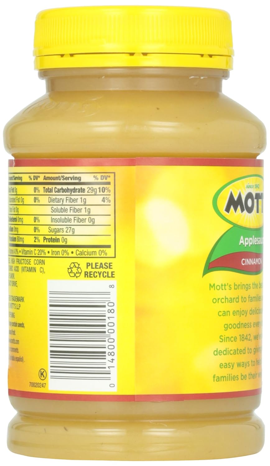 Motts Inc Apple Sauce, Cinnamon, 24 oz