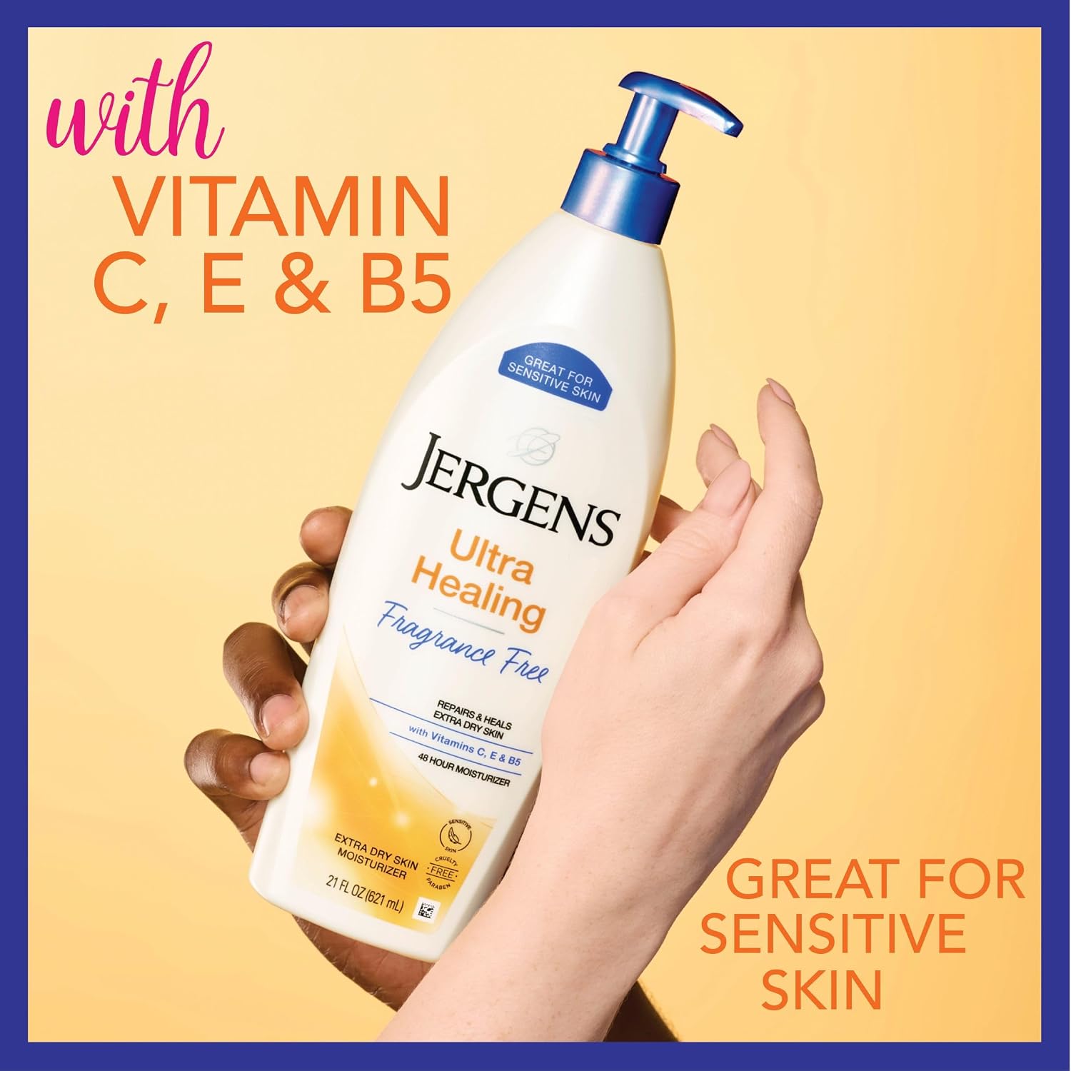 Jergens Ultra Healing Dry Skin Lotion, Hand and Body Moisturizer for Quick Absorption into Extra Dry Skin with Hydralucence Blend, Vitamins C, E and B5, White, 32oz