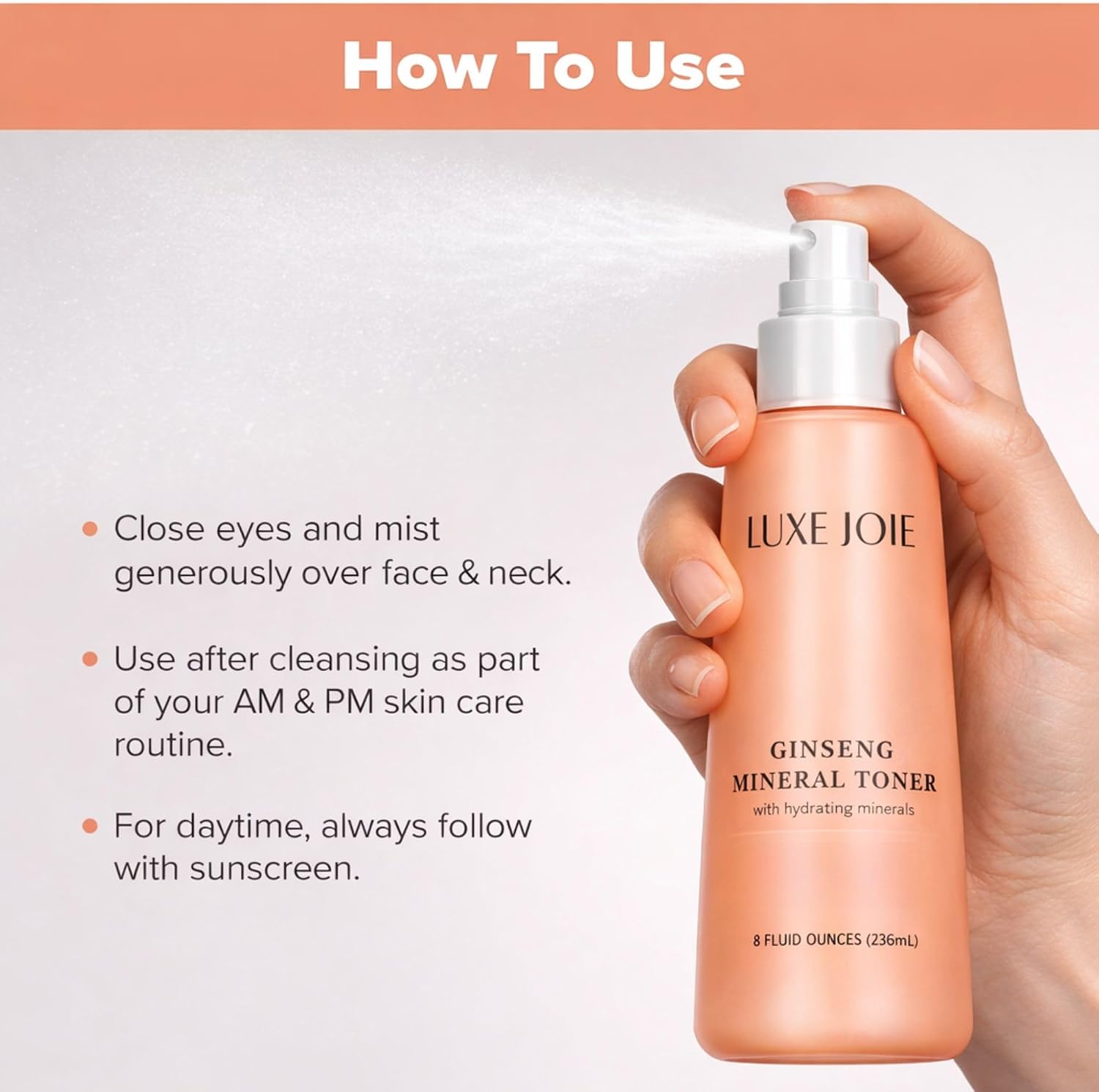 Ginseng Mineral Toner - Witch Hazel Toner Mist with Ginseng – Hydrating Facial Toner Spray for Sensitive Skin – for Oily