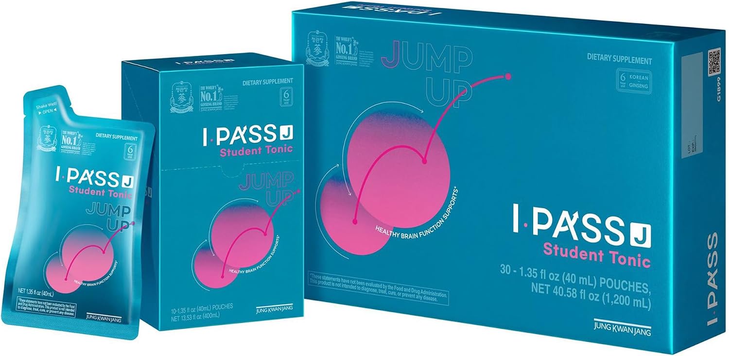 JungKwanJang i-Pass Junior Dietary Supplement- Korean Red Panax Ginseng Extract - Support Immune System, Memory Improvement and Concentration