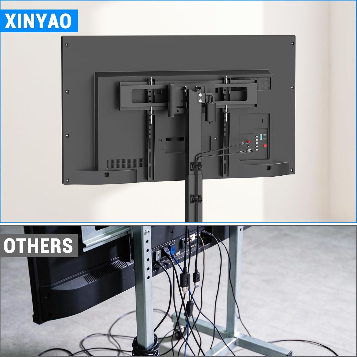 XINYAO Motorized TV Stand, Electric Height Adjustable Tabletop Mount | TV Lift Fit 32"–70" TVs up to 90 lbs, 3 presets for sit/stand/game