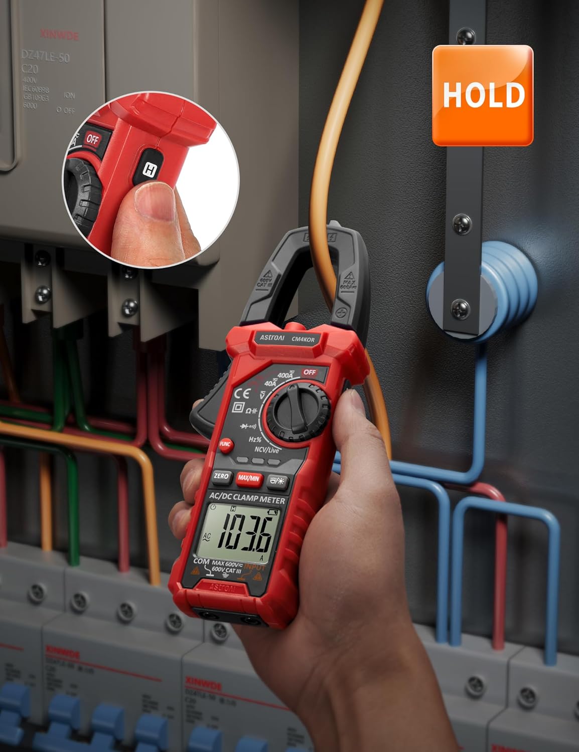 AstroAI Digital Clamp Meter Multimeter 2000 Counts Amp Voltage Tester Auto-ranging with AC/DC Voltage, AC Current, Resistance, Capacitance, Continuity