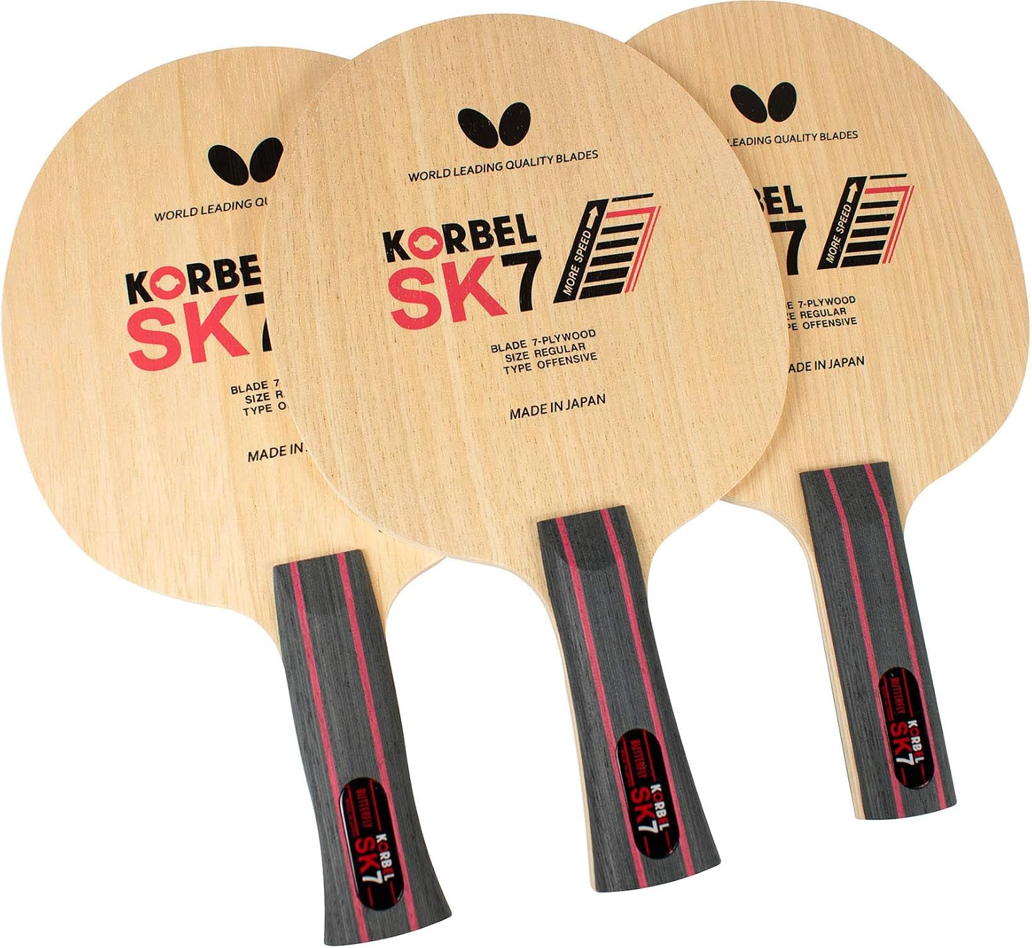 Butterfly Korbel SK7 Table Tennis Blade - 7-ply All-Wood Blade - Professional Butterfly Table Tennis Blade - Available in AN, FL, and ST Shakehand Handle Styles - Made in Japan