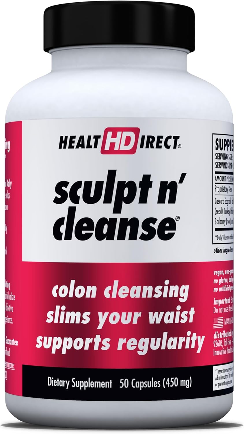 HEALTH DIRECT Sculpt n' Cleanse Herbal Colon and Gut Cleanse, 100 Capsules | Vegan herbal capsules formulated to support digestive health, regularity and gentle daily cleansing.