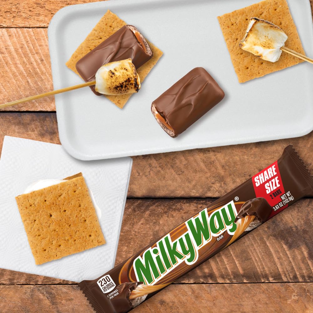 MILKY WAY Milk Chocolate Candy Bars Snacks, Bulk Candy Bars, 3.63 oz 24ct | Milk chocolate candy bars with caramel and nougat; bulk chocolate candy snacks, bulk candy bars, 3.63 oz share size