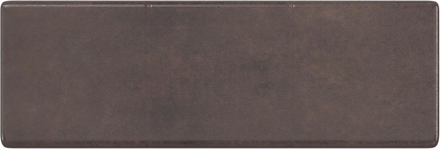 SIMPLIHOME Avalon 54" Wide Vegan Leather Storage Ottoman in Tanners Brown