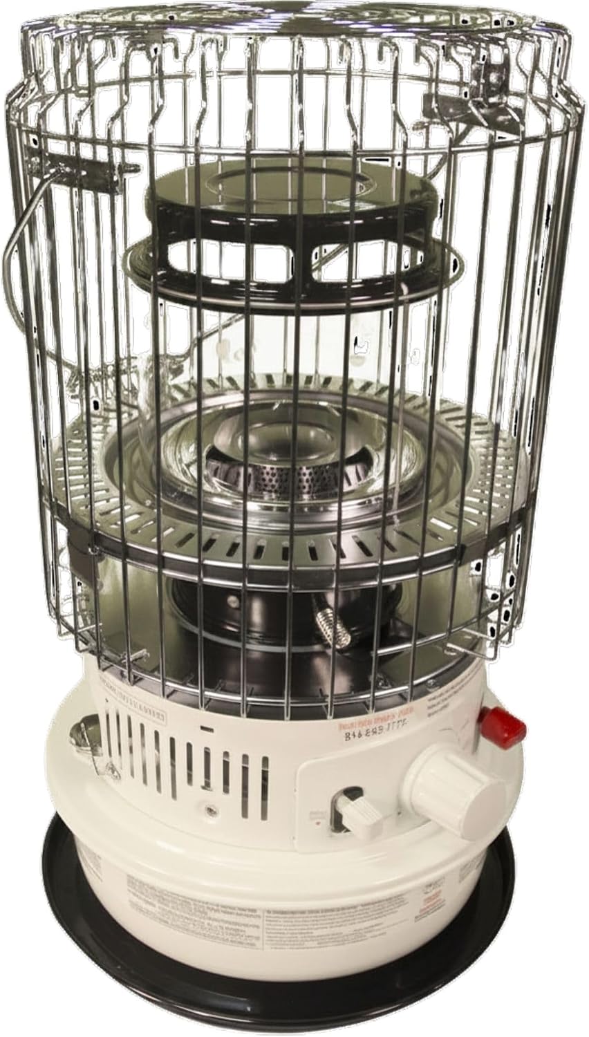 Kero World Kerosene Convection Wick Heater with Radiant and Convective Heat, Lightweight Portable Compact Design, and Sure Seat Chimney System, White.