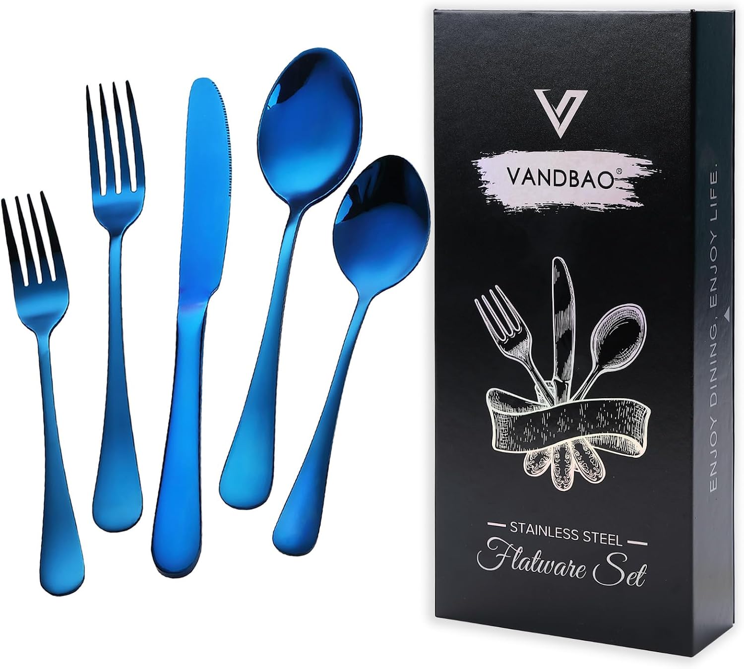 VANDBAO Rainbow Flatware Cutlery Silverware Set 20 Pieces, Stainless Steel Colorful Utensils, Tableware Set Service for 4, Include Knife/Fork/Spoon
