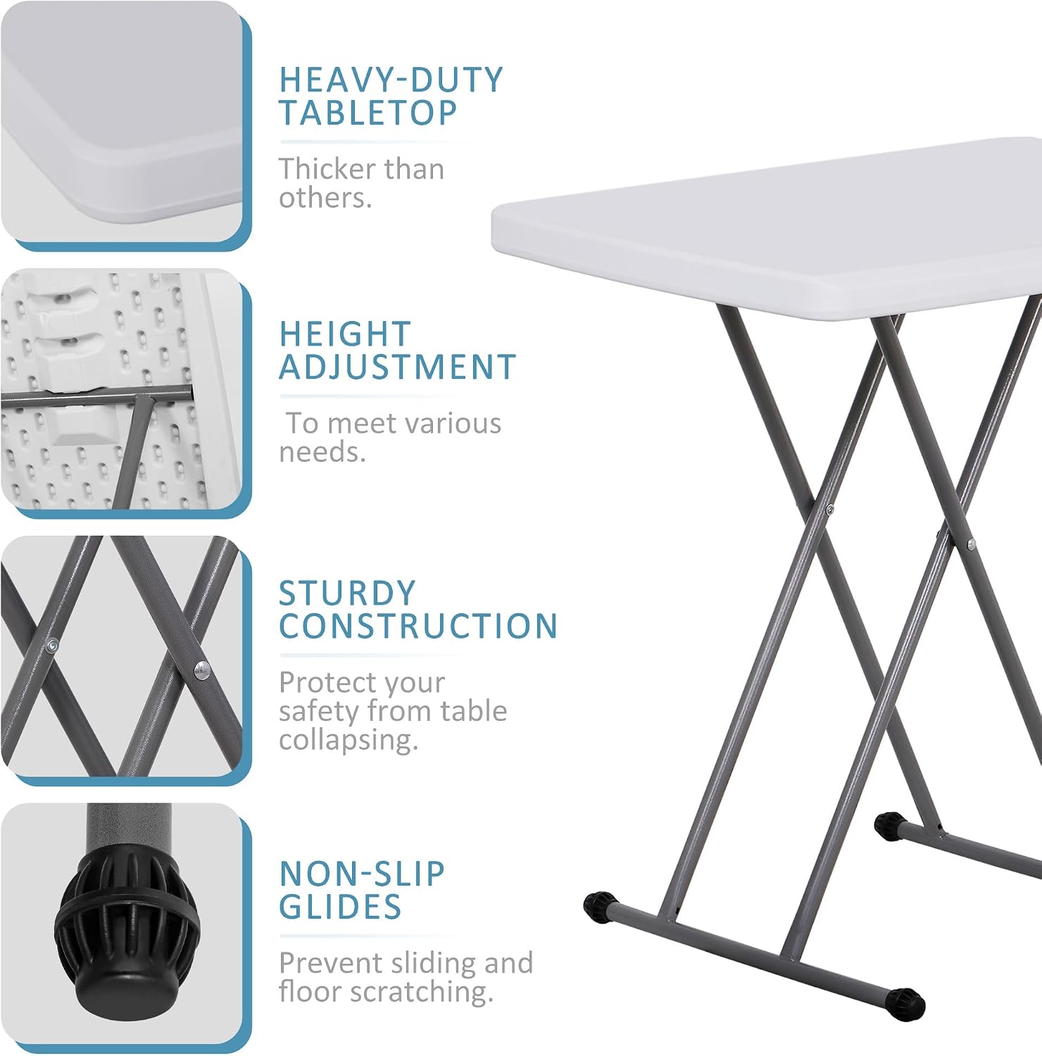 SUPER DEAL 6FT Folding Table for Indoor Outdoor, Portable Heavy Duty Fold-in-Half Plastic Dining Picnic Party Camping Table with Carrying Handle