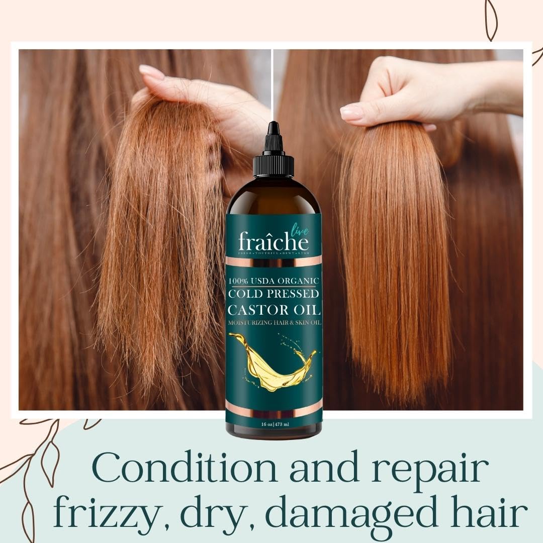 Organic Castor Oil Eyelash Growth Serum, Eyebrow Lash Serum for Hair Growth