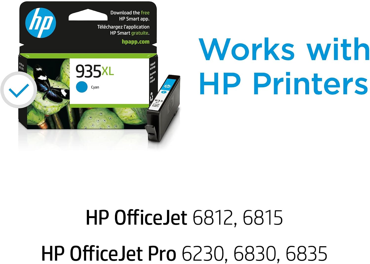 HP Original 935 Cyan, Magenta, Yellow / 934XL Black Ink Cartridges (4-Pack) | Works OfficeJet 6810; OfficeJet Pro 6230, 6830 Series | N9H66FN