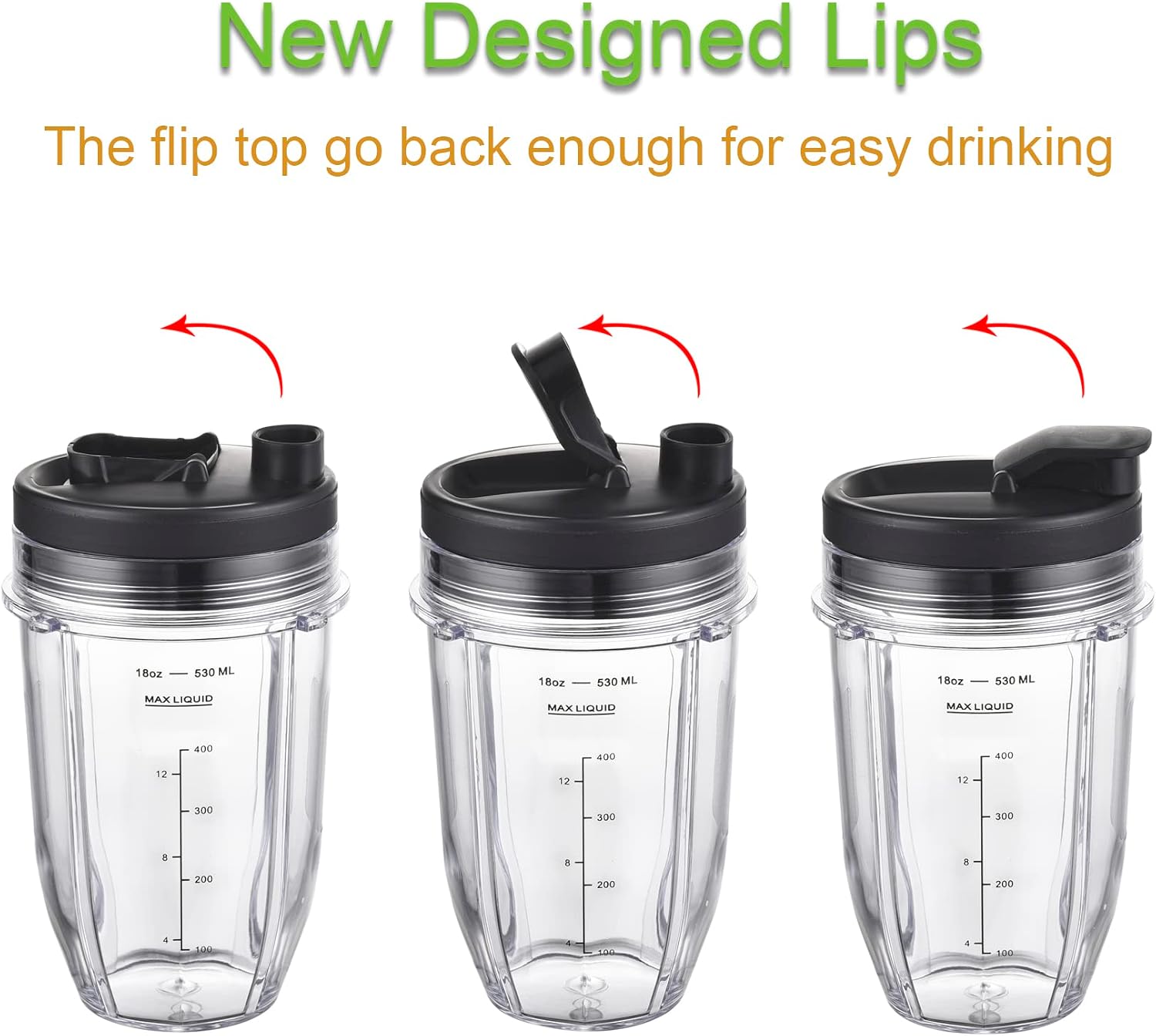 Blender Cups Fit for Ninja, Replacement Parts 16OZ Cups with Lids